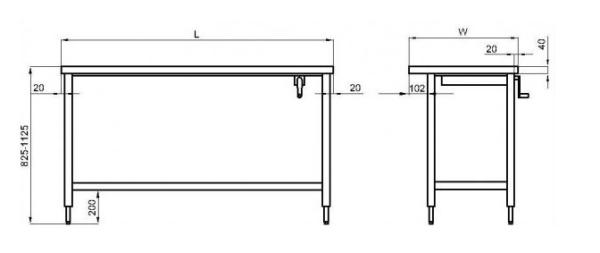 STLH187 (23) Ergonomisch Höhenverstellbarer Arbeitstisch, mechanisch, 1800x700x825/1125mm